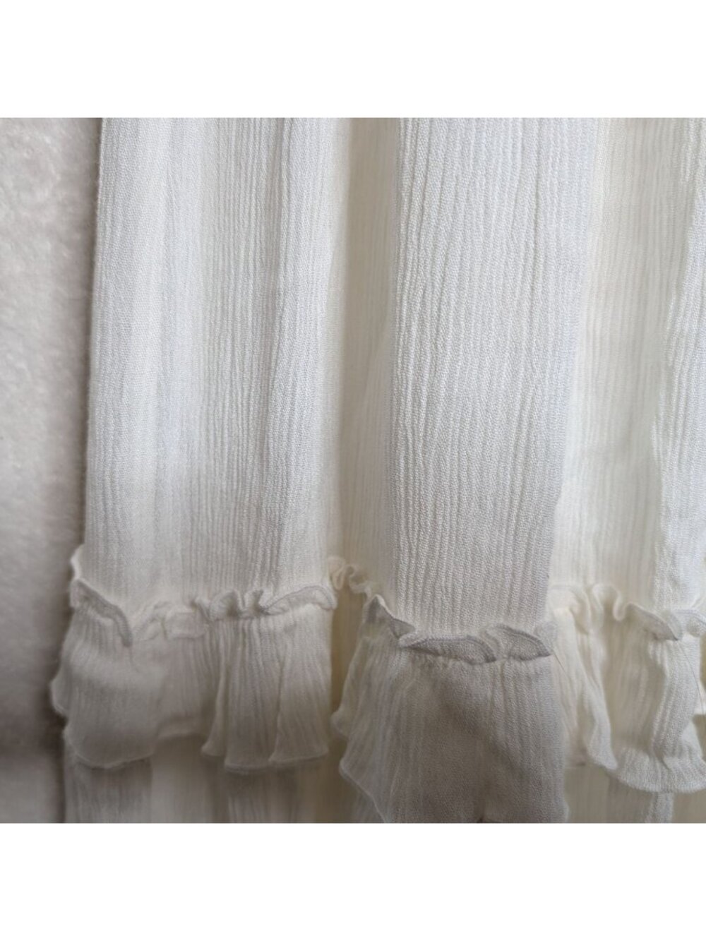 NEW Miss Avenue Cream Tiered Maxi Dress On Or Off Shoulder Size Small Boho - Picture 16 of 16